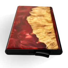 Wine Red - Wood & Resin Smart Wallet (Pop-Up Card Holder)