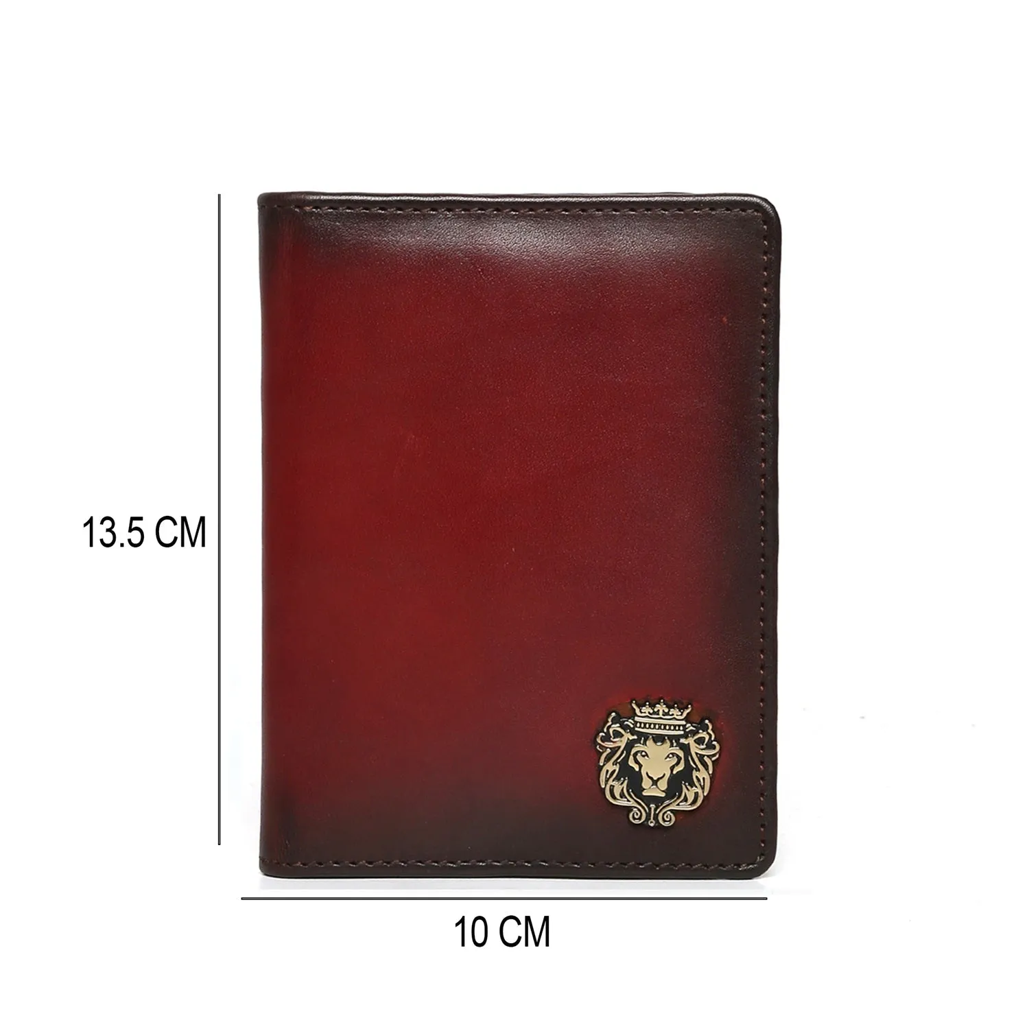 Wine Two Fold Passport Holder in Leather with card and wallet slots