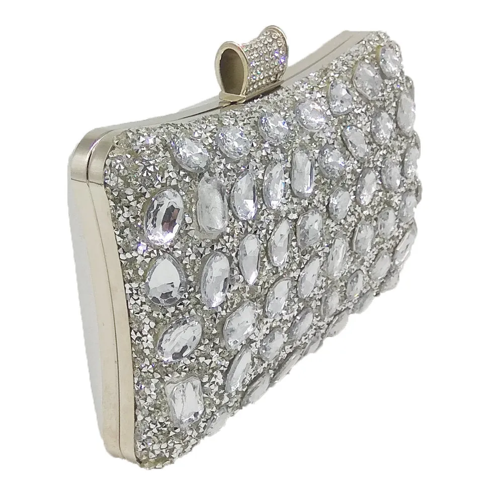 Women Gold Crystal Evening Purse Wedding Party Prom Rhinestone Handbag