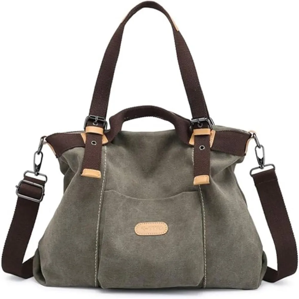 Women Shoulder Hobo Canvas Top Handle Tote Crossbody Handbag