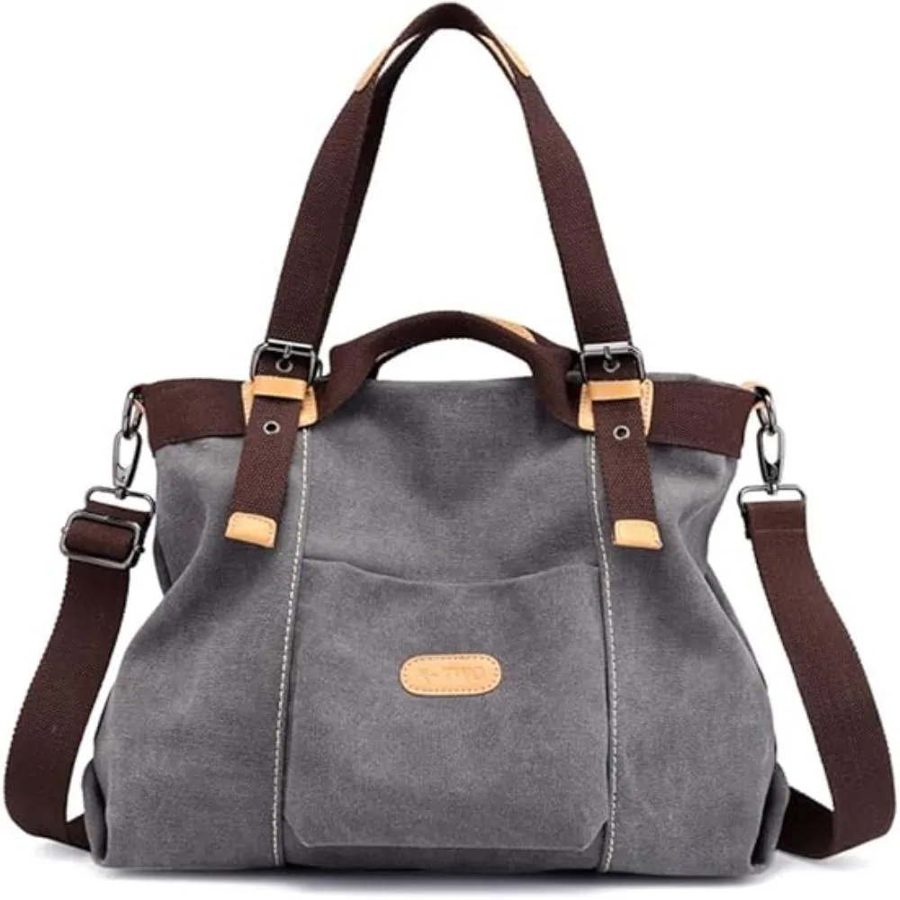 Women Shoulder Hobo Canvas Top Handle Tote Crossbody Handbag