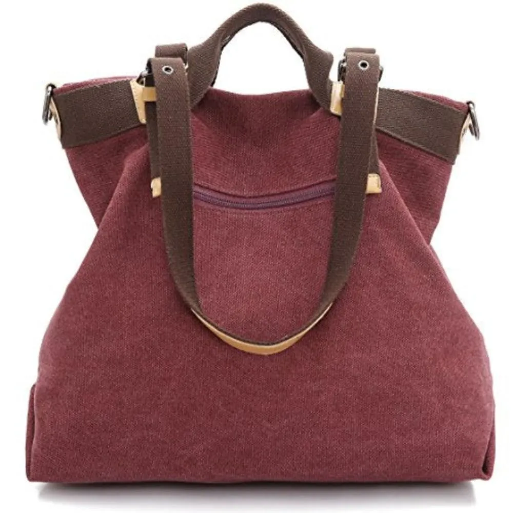 Women Shoulder Hobo Canvas Top Handle Tote Crossbody Handbag