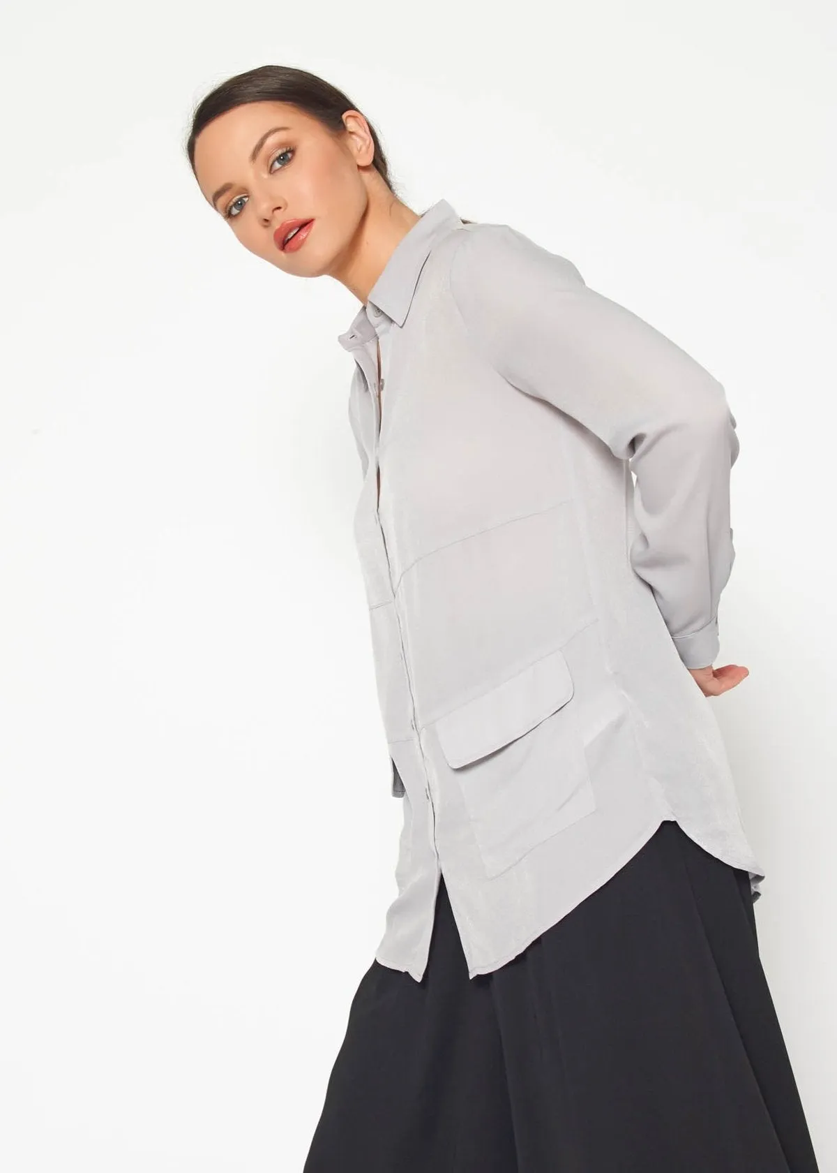 Women's Button Down Pocket Blouse Shirt