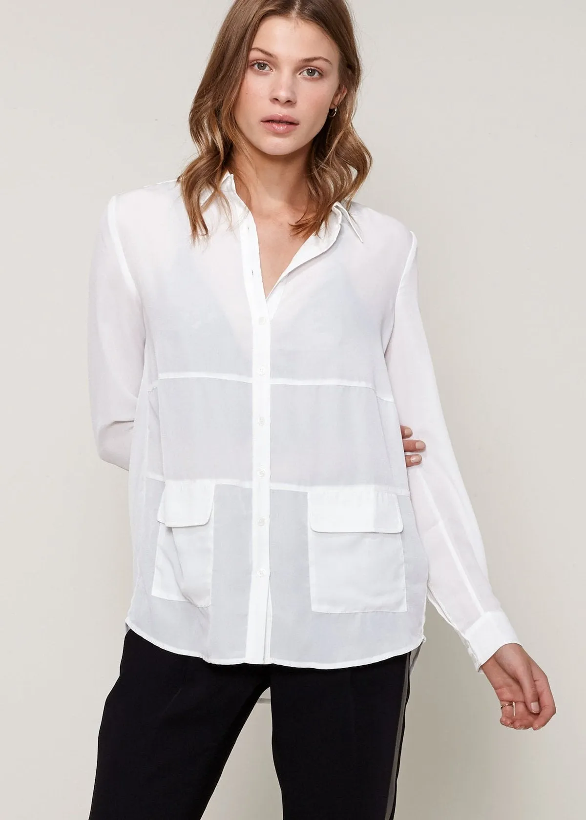 Women's Button Down Pocket Blouse Shirt