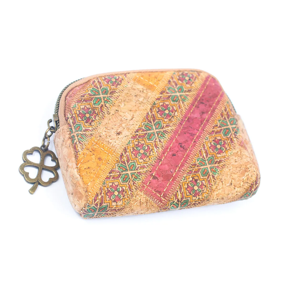 Women's Cork Coin Purse with Patchwork Print BAGF-092-MIX-7（7units）