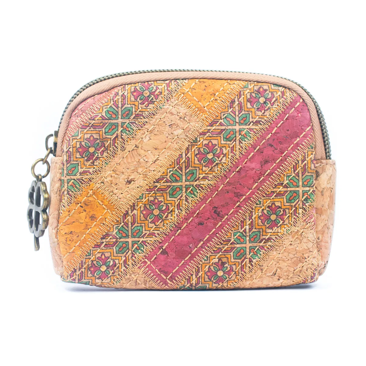 Women's Cork Coin Purse with Patchwork Print BAGF-092-MIX-7（7units）