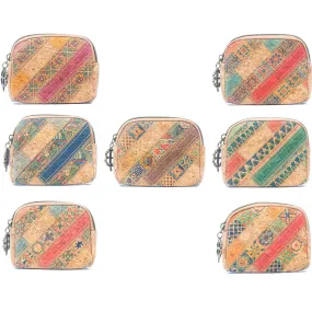 Women's Cork Coin Purse with Patchwork Print BAGF-092-MIX-7（7units）