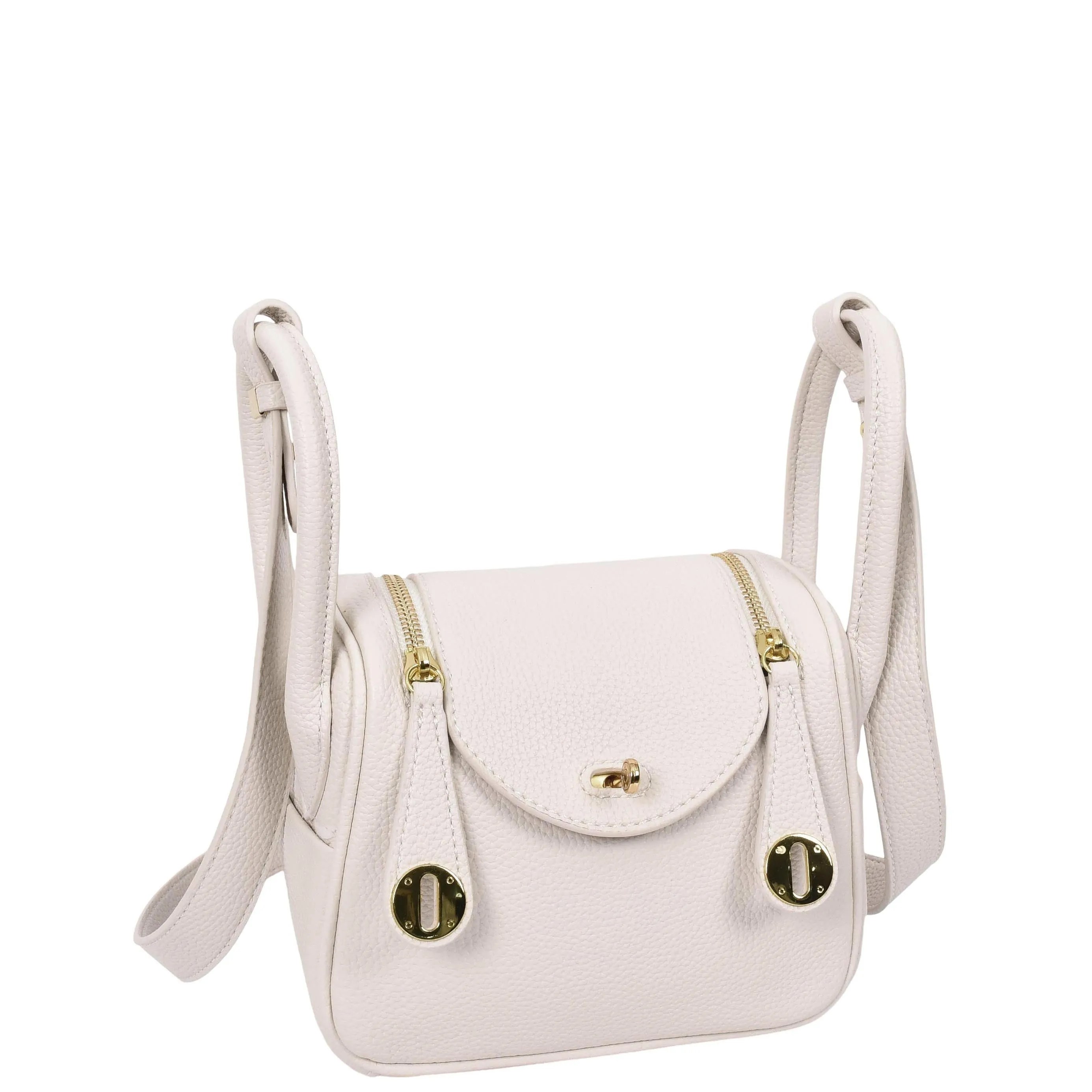 Womens Faux Leather Mini Shoulder Bag Celeste White