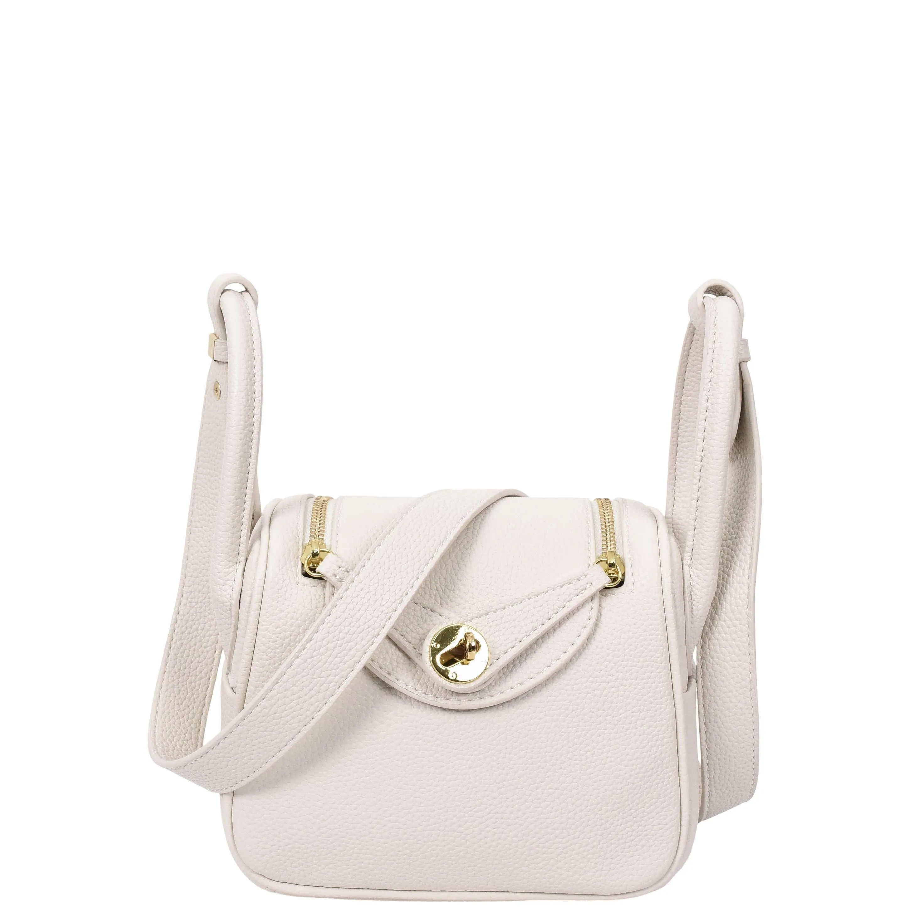 Womens Faux Leather Mini Shoulder Bag Celeste White