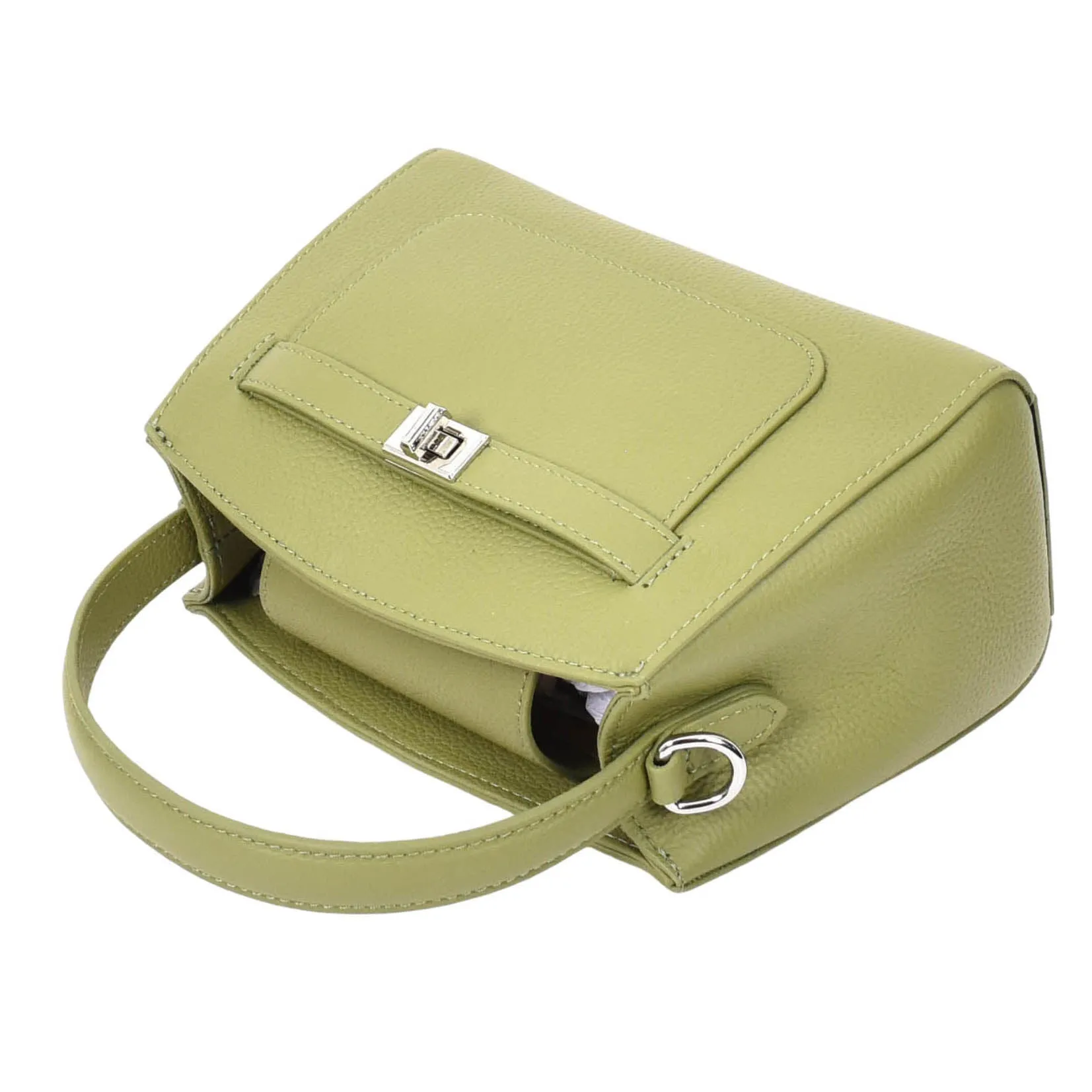 Womens Leather Top Handle Small Bag Lydia Olive