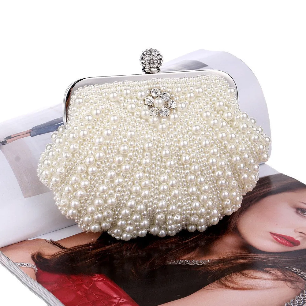 Womens Party Luxury Handbag  Women Bags Designer Pearl Evening Clutch