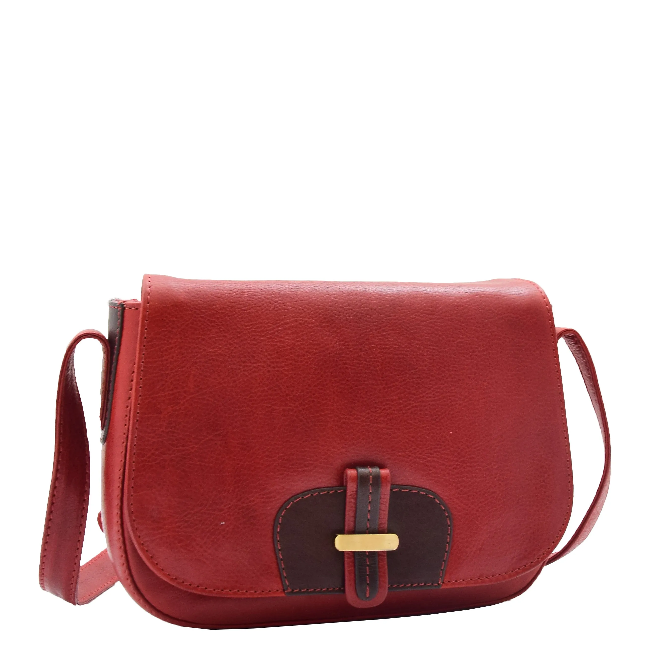 Womens Real Leather Crossbody Bag Classic Messenger Organiser Luna Bordo