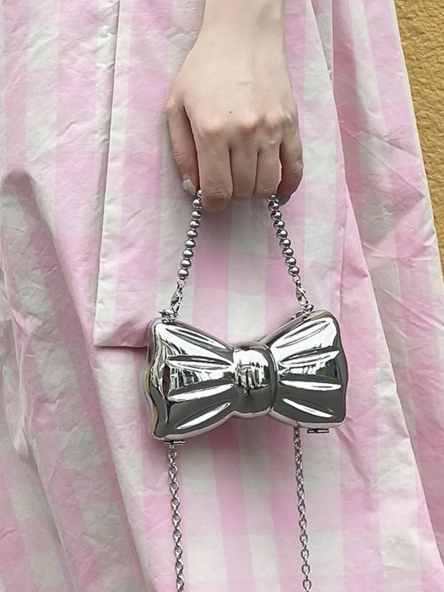 Women¡¯s Silver Bow Clutch Mini Evening Bags