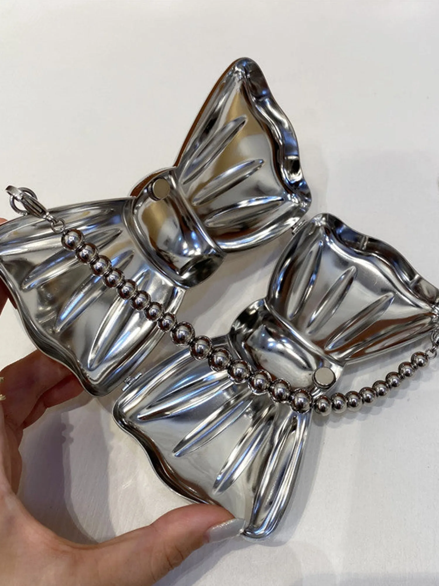 Women¡¯s Silver Bow Clutch Mini Evening Bags