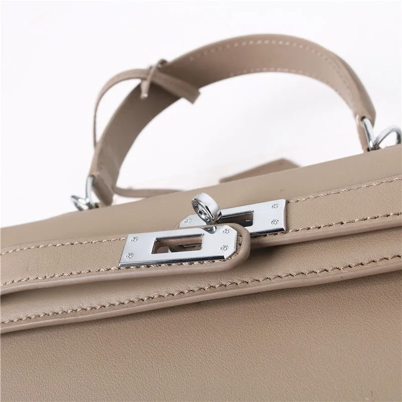 Womens Swift Leather Padlock Top Handle Cross Body  Bag