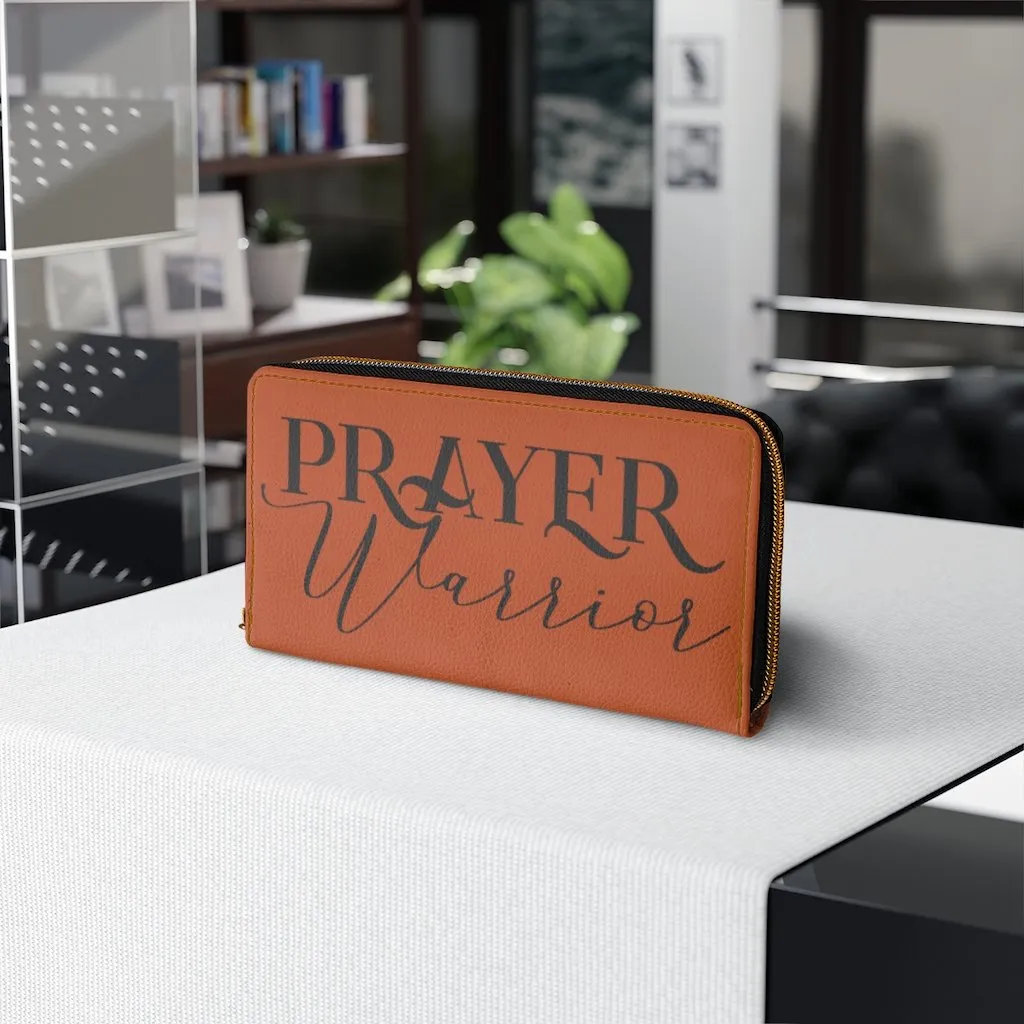 Wristlet Phone Wallet, Rust and Black Prayer Warrior Graphic Purse