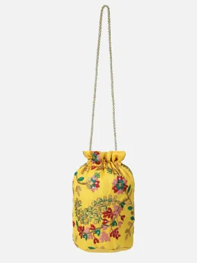 Yellow Embroidered Potli Bag