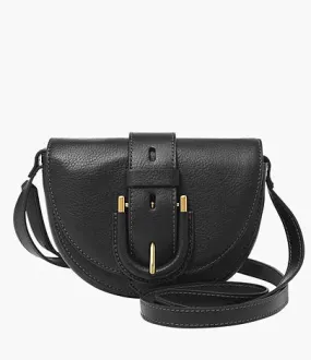 ZB1853001 - Fossil Harwell Black Leather Small Flap Crossbody Bag For Women